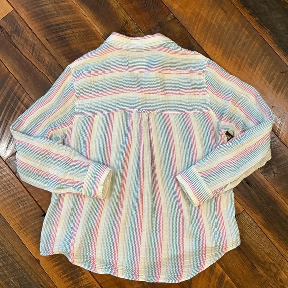 Rails Ellis Rainbow Stripe Button Down Shirt Medium Lightweight Cotton Top - Picture 3 of 8